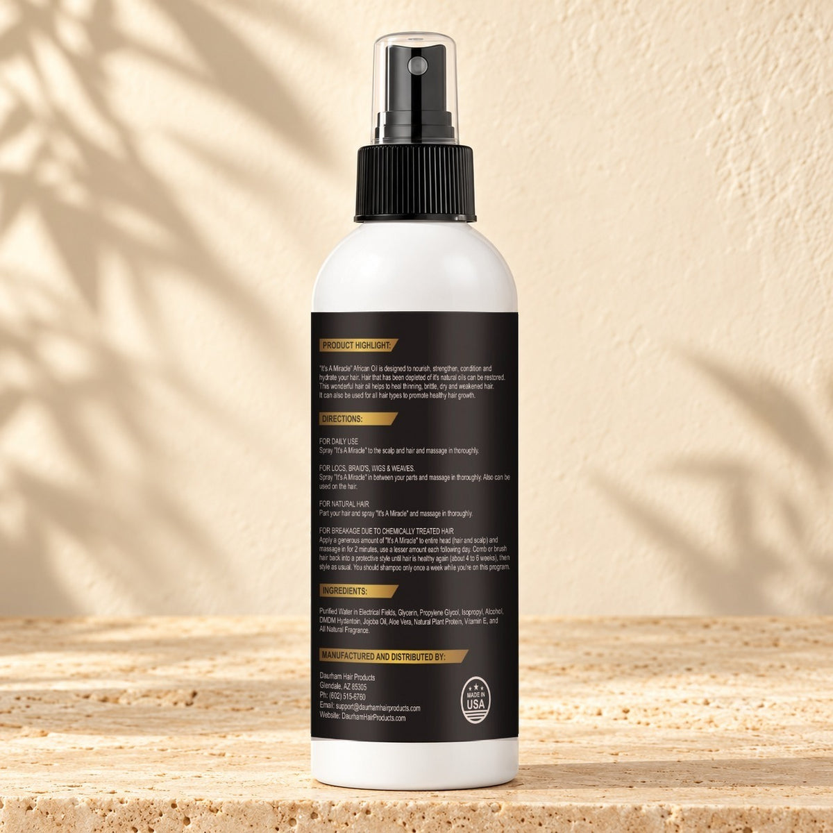 “It’s A Miracle” African Oils – back label