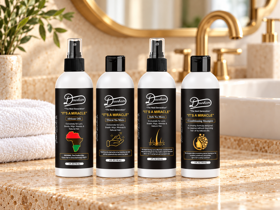 Travel Kit bottles on a hotel bathroom vanity
